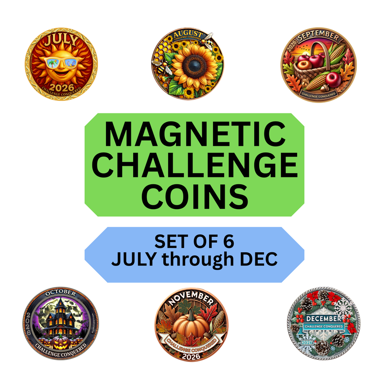 2026 Monthly Challenge JULY TO DEC set of 6 MAGNETIC COINS* - SHIPS IN JAN 2026