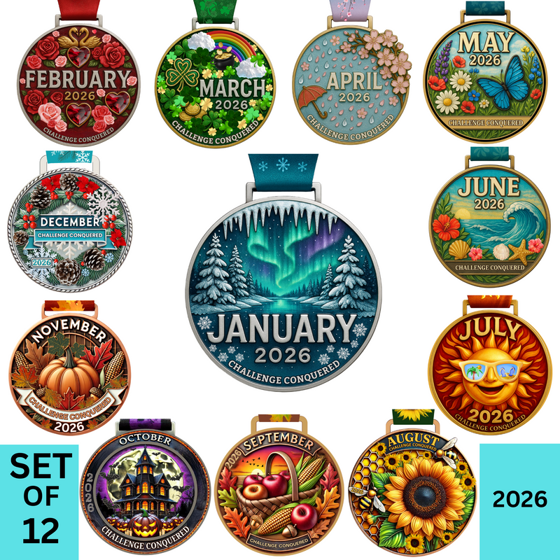 2026 Monthly Challenge Medals - 12 PACK DEAL - SHIPS IN JAN 2026