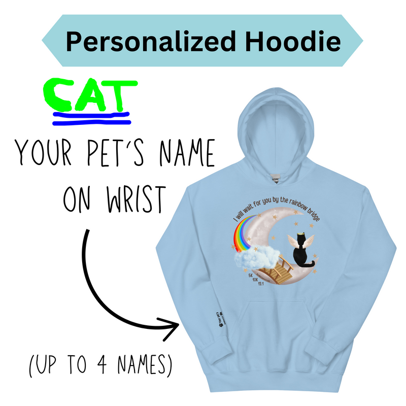 Rainbow Bridge Race Unisex Hoodie PERSONALIZED - CAT VERSION