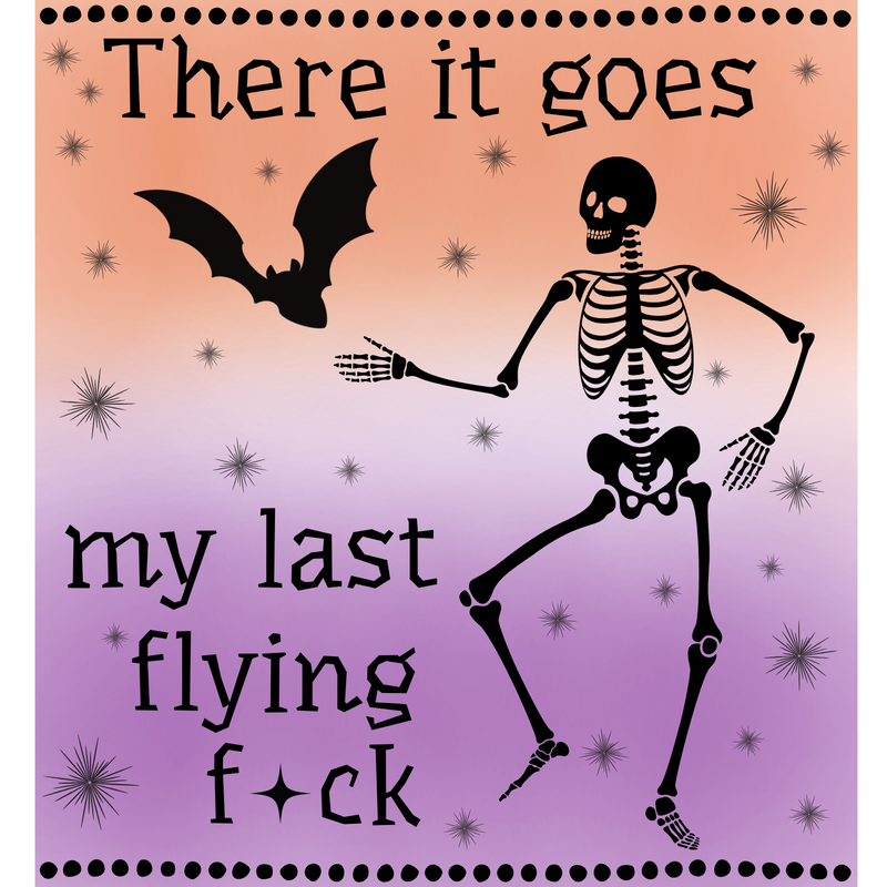 Skeleton and Bat Flying F - Vinyl Sticker