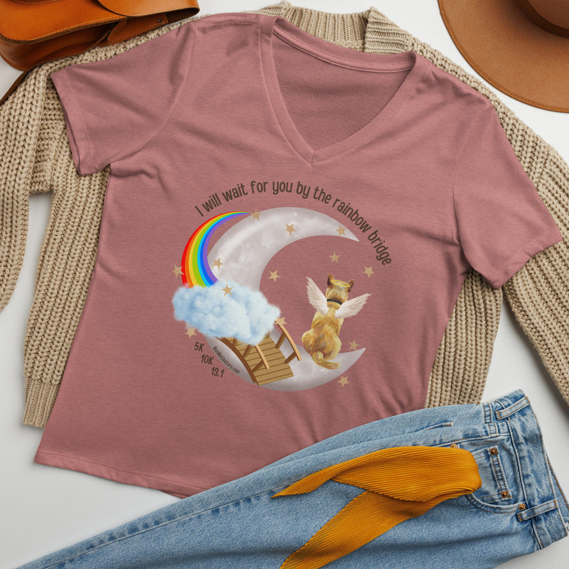 Rainbow Bridge Race Women’s relaxed v-neck tee - DOG VERSION