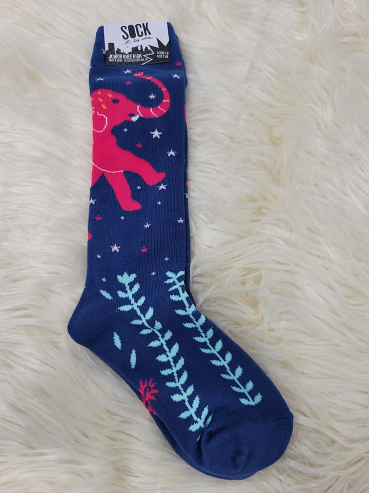 Sock it to Me - Junior Knee High Pink Elephant Socks