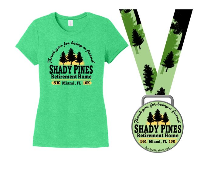 Shady Pines 5K 10K - T-SHIRT AND MEDAL - NOW SHIPPING