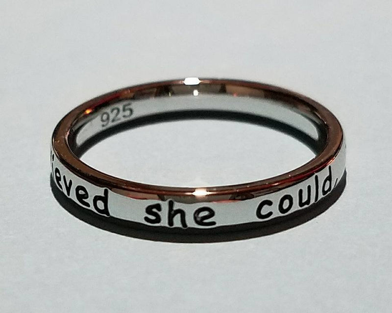 She Believed She Could So She Did .925 Sterling Silver Stackable Ring