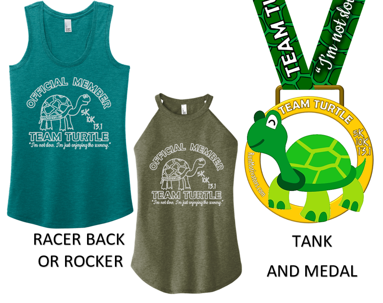 Team Turtle 5K 10K 13.1 - TANK AND MEDAL - NOW SHIPPING