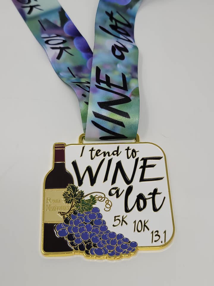 Medal Virtual Wine Run Virtual Race Salem Running Club 5K 10K 2024