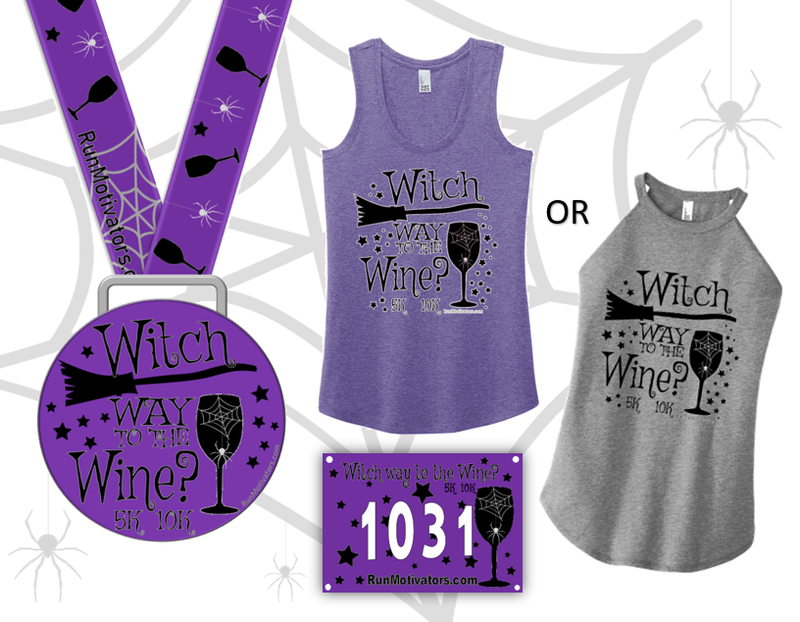 Witch Way to the Wine 5K 10K - MEDAL AND TANK - NOW SHIPPING
